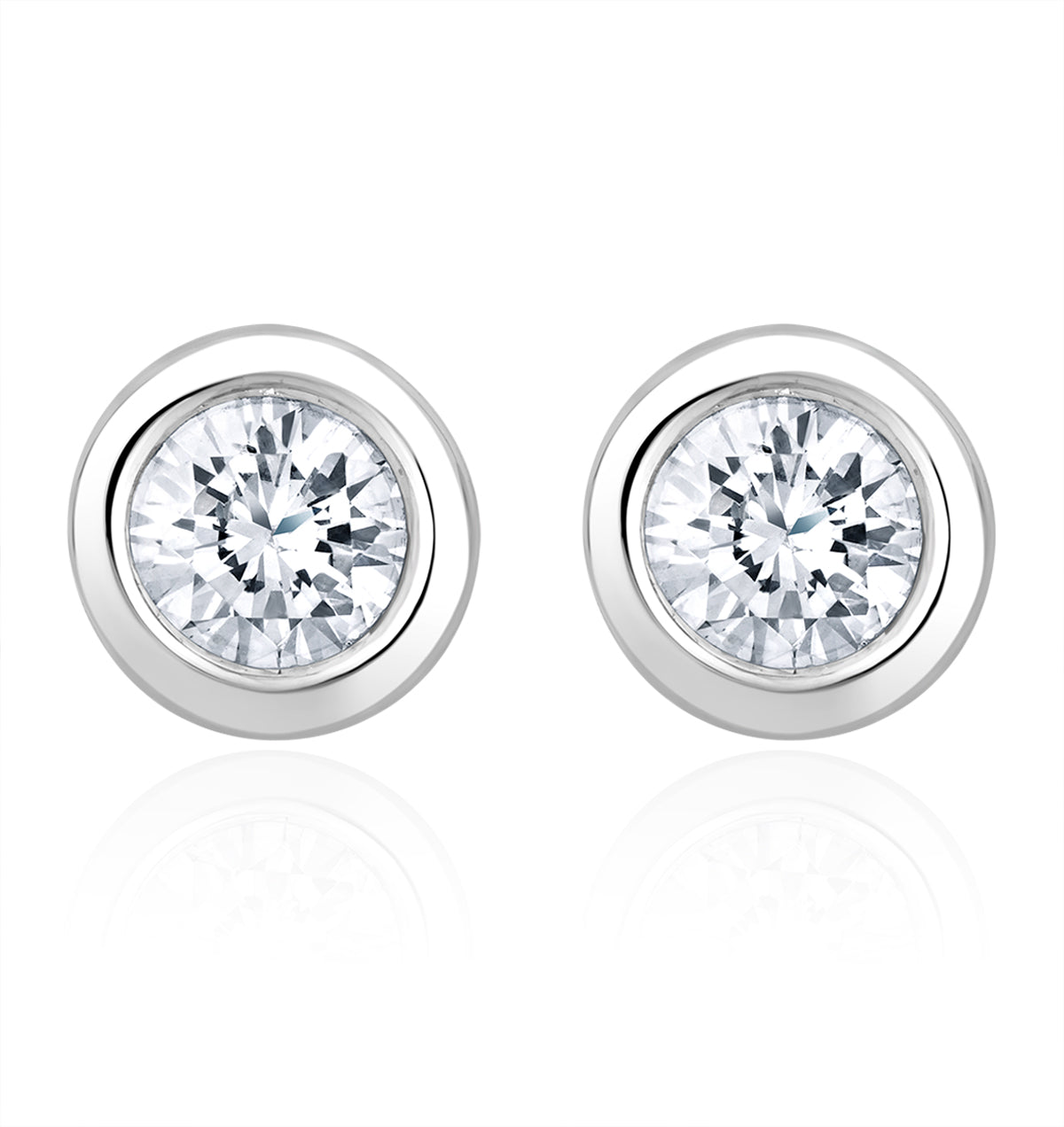 0.50ct Lab Diamond Rub Over Stud Earrings in 9K White Gold - 5.6mm